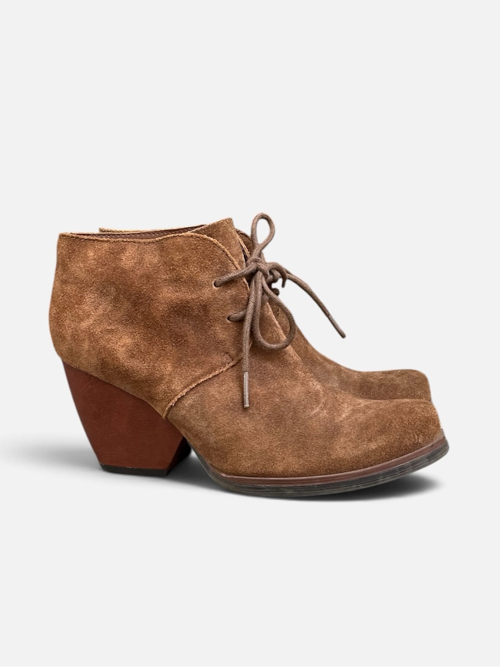 Korks by Kork-Ease Roana Suede Lace-up Bootie in Camel Sz 6.5